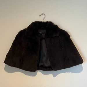 Theory Brown Genuine Rabbit Fur Cape P/S